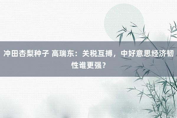 冲田杏梨种子 高瑞东：关税互搏，中好意思经济韧性谁更强？