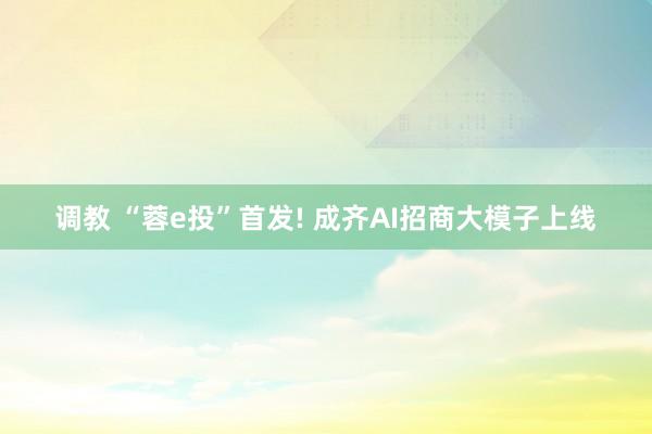 调教 “蓉e投”首发! 成齐AI招商大模子上线