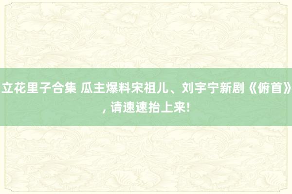 立花里子合集 瓜主爆料宋祖儿、刘宇宁新剧《俯首》， 请速速抬上来!